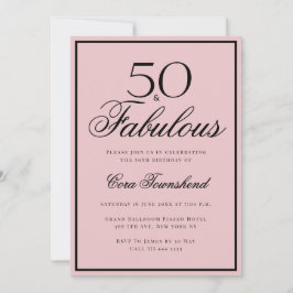 Convites Minimal 50 & Fabulous Dusty Pink 50th Birthday