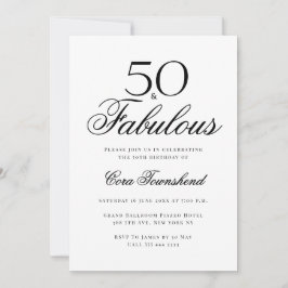 Convites Minimal 50 & Fabulous Typography 50th Birthday