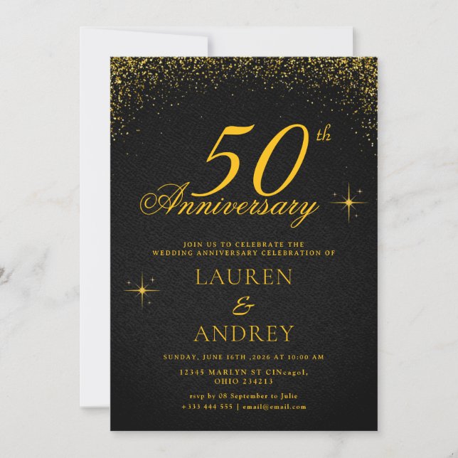 Convites Minimal 50th Wedding Anniversary Invitation (Frente)
