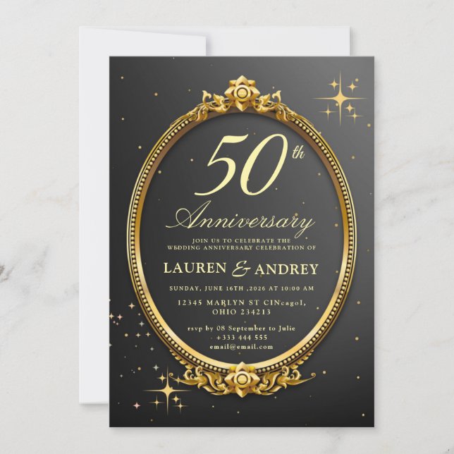 Convites Minimal 50th Wedding Anniversary Invitation (Frente)