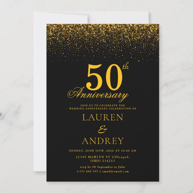 Convites Minimal 50th Wedding Anniversary Invitation (Frente)