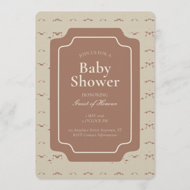 Convites Minimal Abstract Geometric Gender Neutral Beige (Frente)