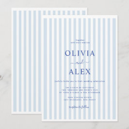Convites Minimal and Chic Blue French Personalized Wedding 