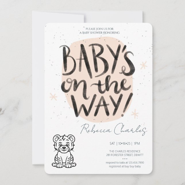 Convites Minimal Baby Shower  (Frente)