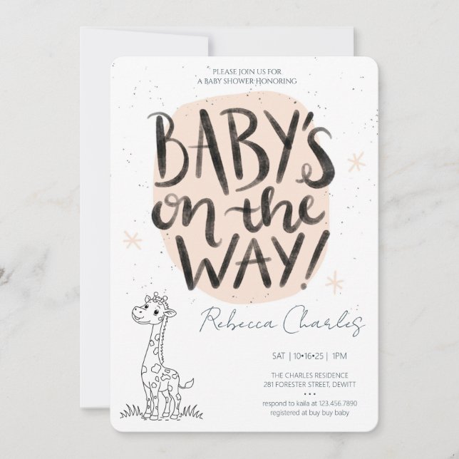 Convites Minimal Baby Shower  (Frente)