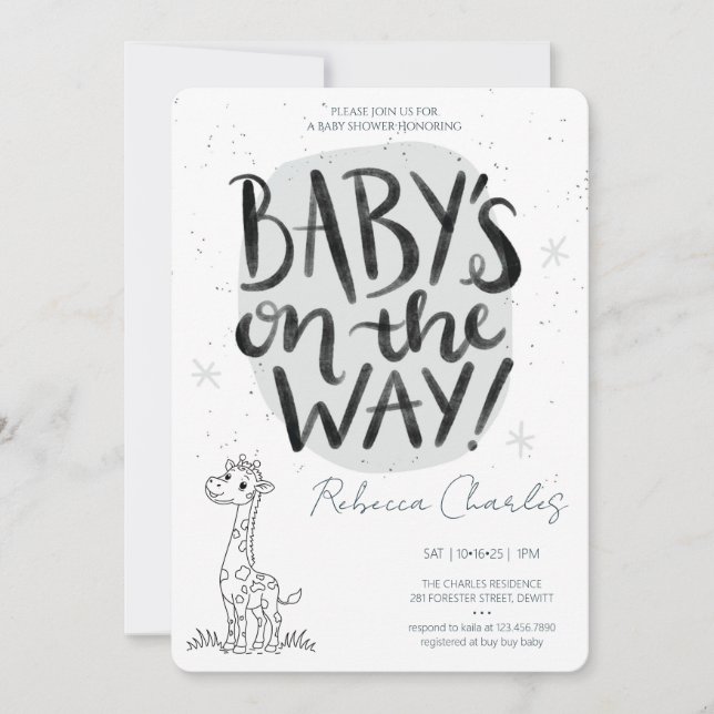 Convites Minimal Baby Shower  (Frente)