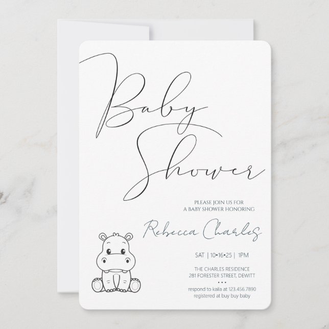 Convites Minimal Baby Shower  (Frente)