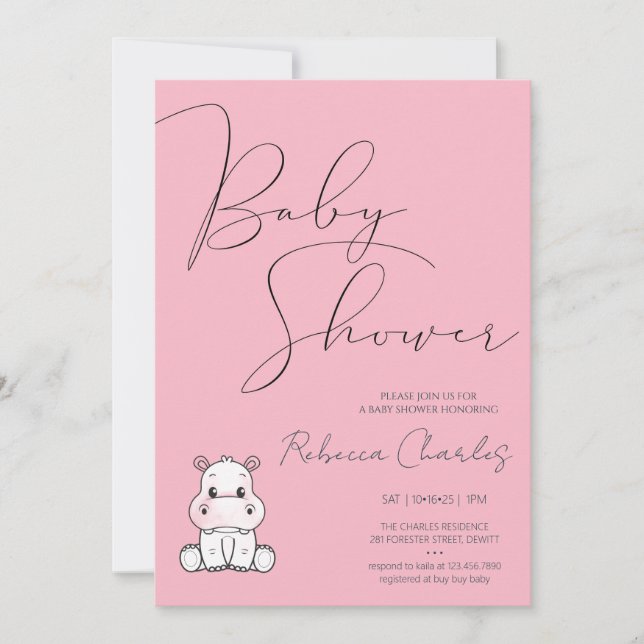 Convites Minimal Baby Shower  (Frente)