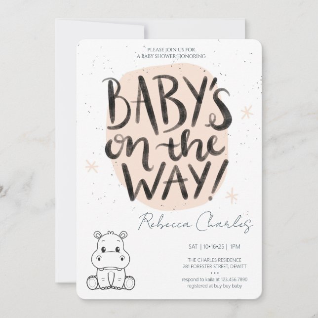 Convites Minimal Baby Shower  (Frente)