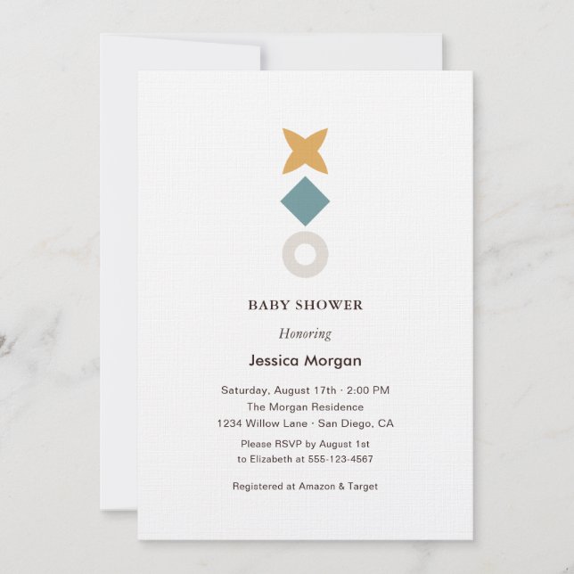 Convites Minimal Bauhaus Baby Shower Invitation (Frente)