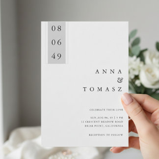 Convites Minimal Black & White Wedding Invitation