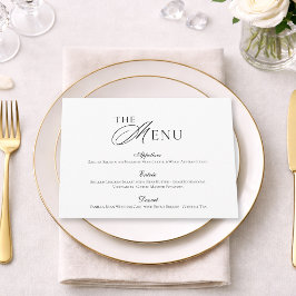 Convites Minimal Black & White Wedding Menu card