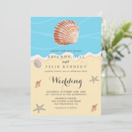 Convites Minimal Blue Ocean Summer Wedding