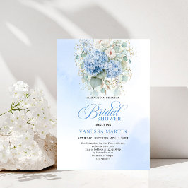 Convites Minimal Boho Blue Floral Bridal Shower Invitation