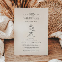 Minimal Bow Floral Baby Shower Invitation