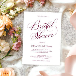 Convites Minimal Burgundy Handwritten Script Bridal Shower