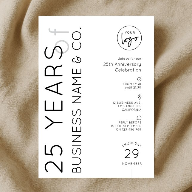 Convites Minimal Business Anniversary Dinner Corporate Logo (Criador carregado)