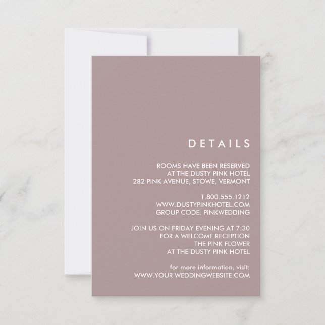 Convites Minimal Chic Poeira Roxa | Detalhes do Convidado p (Frente)