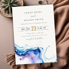 Convites Minimal Coastal Sea Beach Watercolor Wedding