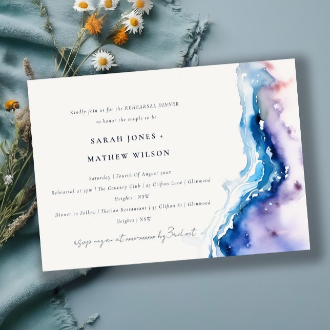 Convites Minimal Coastal Sea Beach Wedding Rehearsal Dinner (Criador carregado)