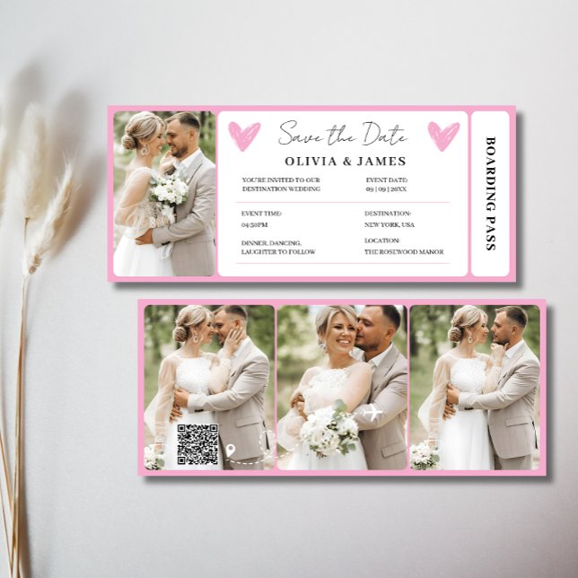 Convites Minimal Destination Wedding Boarding Pass Invite (Minimal Destination Wedding Boarding Pass Invite)