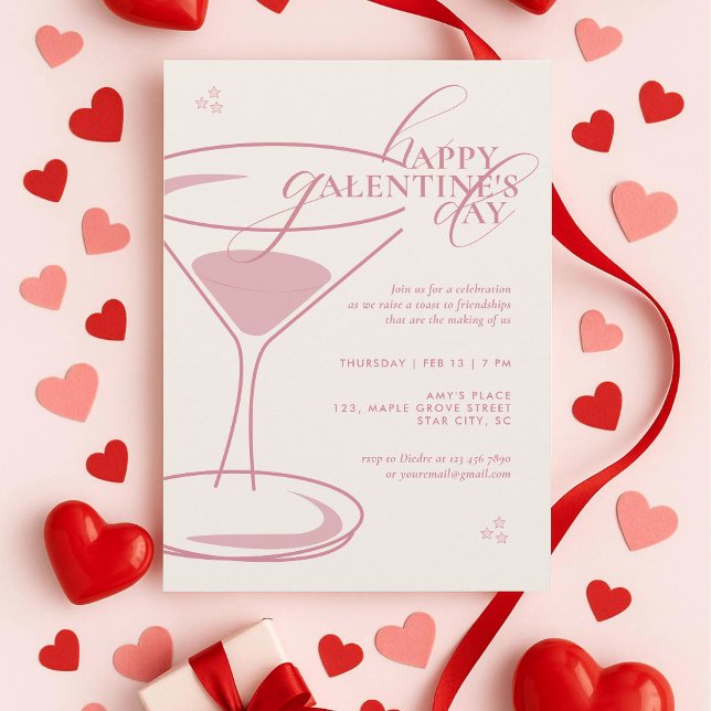 Convites Minimal Elegant Chic Typography 2026 Galentine's (Criador carregado)