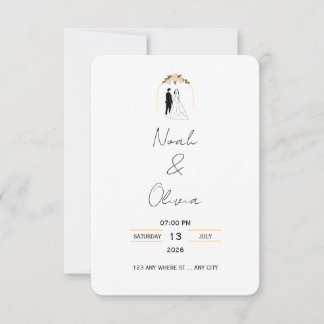 Convites Minimal Elegant Script Wedding Invitation