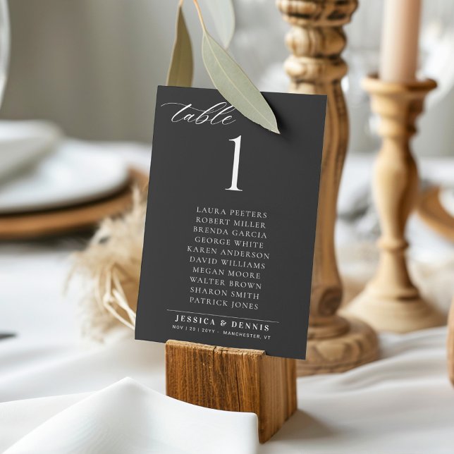 Convites Minimal Elegant Script Wedding Table Seating Card (Criador carregado)