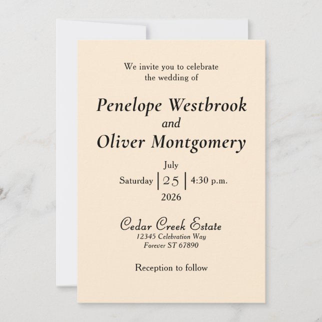 Convites Minimal Elegant Wedding Invitation (Frente)