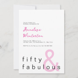 Convites Minimal Fifty and Fabulous 50th Birthday