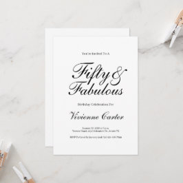 Convites Minimal Fifty and Fabulous 50th Birthday Party