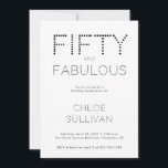 Convites Minimal Fifty and Fabulous 50th Birthday Party<br><div class="desc">Minimal Fifty and Fabulous black and white modern 50th birthday invitation that you can personalize and send out for your fiftieth birthday party celebration. The words "Fifty and Fabulous" are set using trending font typography. The black and white text colors can be changed using the edit menu.</div>
