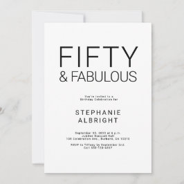 Convites Minimal Fifty and Fabulous 50th Birthday Party Inv