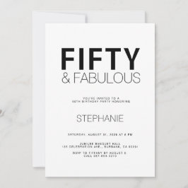Convites Minimal Fifty and Fabulous 50th Birthday Party Inv