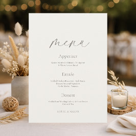 Convites Minimal Floral Wedding Menu with Botanical Back