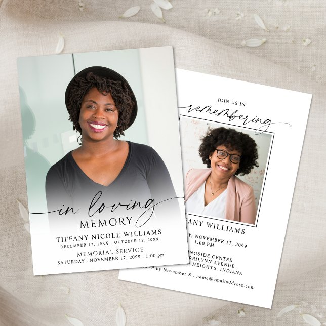 Convites Minimal Funeral Memorial Photo In Loving Memory (Criador carregado)