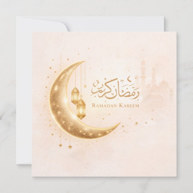 Convites Minimal Gold Ramadan Kareem Card– Elegant Islamic (Frente)