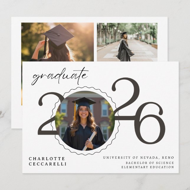 Convites Minimal Graduation Announcement (Frente/Verso)
