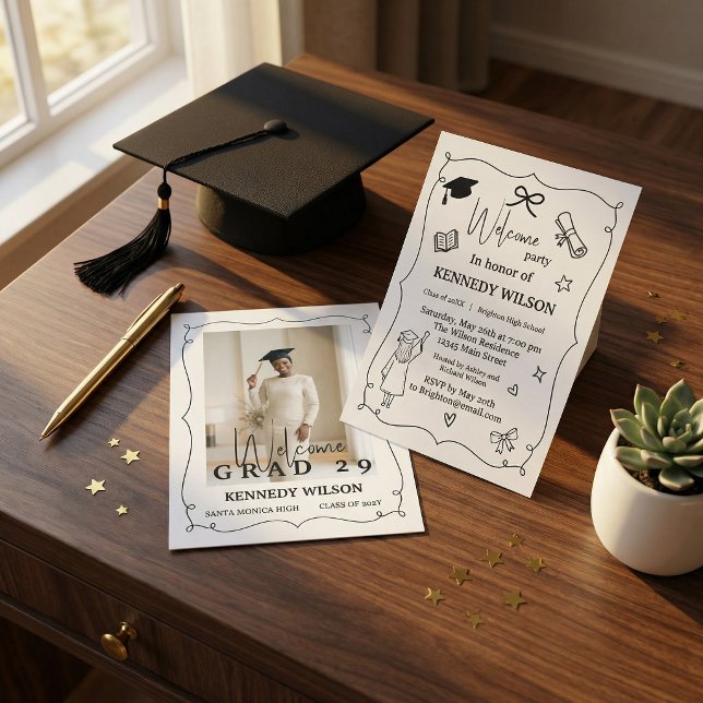 Convites Minimal Graduation Invitation | Class of 2026  (#graduation #gradinvitation #classof2029 #minimaldesign #graduationparty #moderninvitation #black)