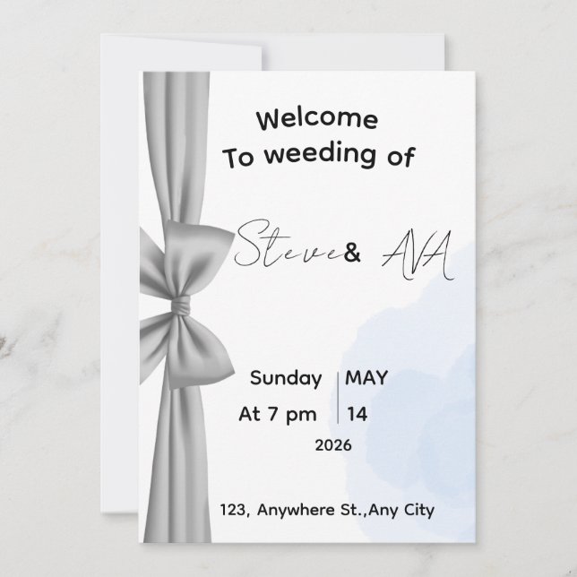 Convites Minimal Gray Romantic Wedding Invitation | Elegant (Frente)