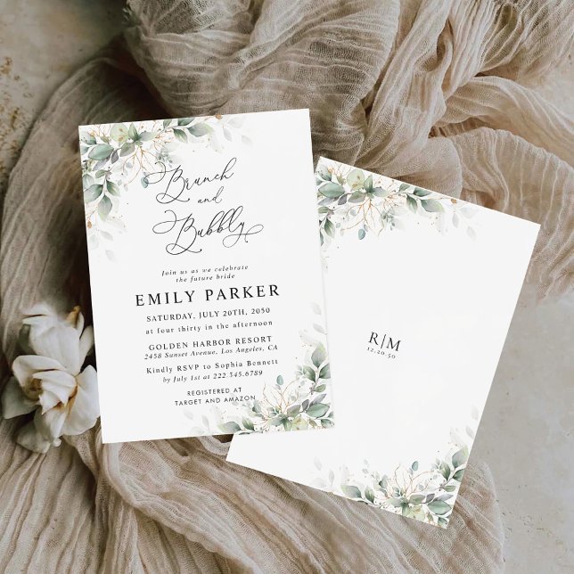 Convites Minimal Greenery Bridal Shower Invitation (Criador carregado)