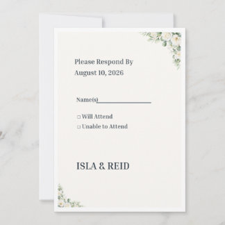 Convites Minimal Greenery Wedding RSVP Card | Elegant Flora