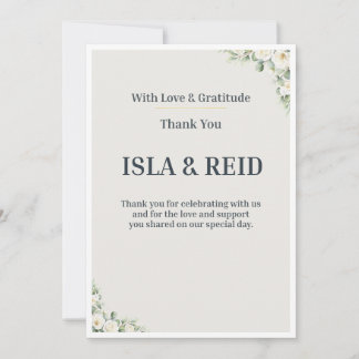 Convites Minimal Greenery Wedding Thank You Card