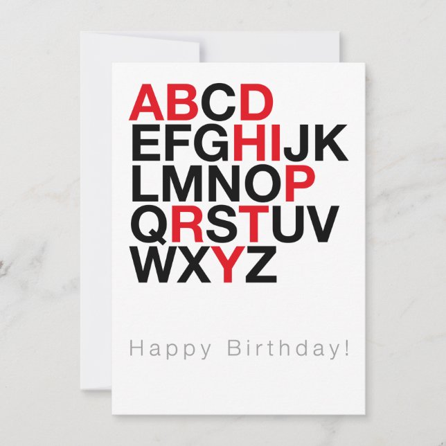 Convites Minimal Happy Birthday Card – Modern Typography (Frente)