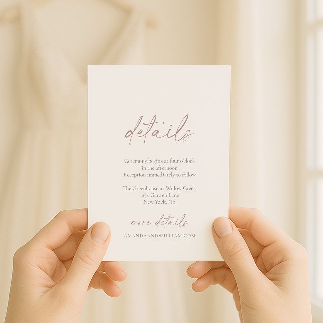 Convites Minimal Ivory Wedding Details Card (Criador carregado)