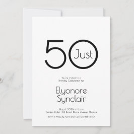 Convites Minimal Just Fifty 50th Birthday Party Invitation