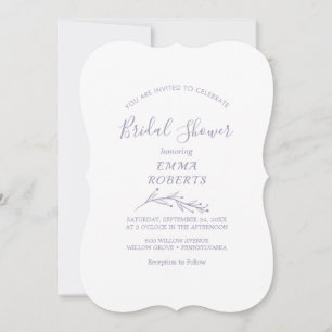 Convites Minimal Leaf   Chuveiro de Noiva Roxo Empoeirado