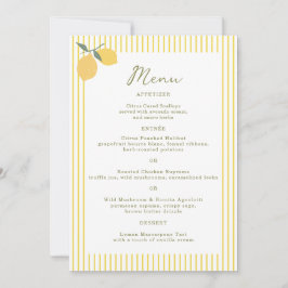 Convites Minimal Lemon Amalfi Coast 5x7 Wedding Menu Card
