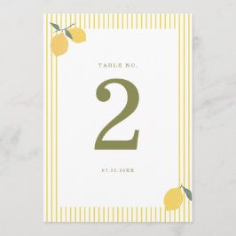 Convites Minimal Lemon Amalfi Coast Wedding Table Number