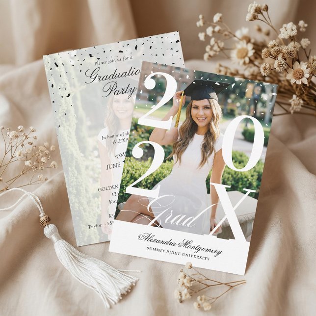 Convites Minimal Modern Bold Graduation Year Photo Party (Minimal Modern Bold Graduation Year Photo Party Invitation)